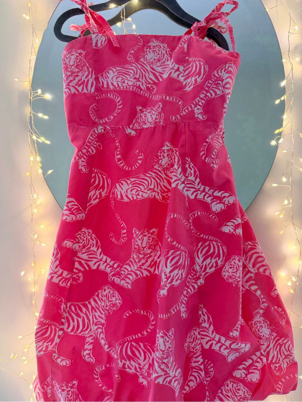 Pink Tiger Print Tie-Strap Sundress